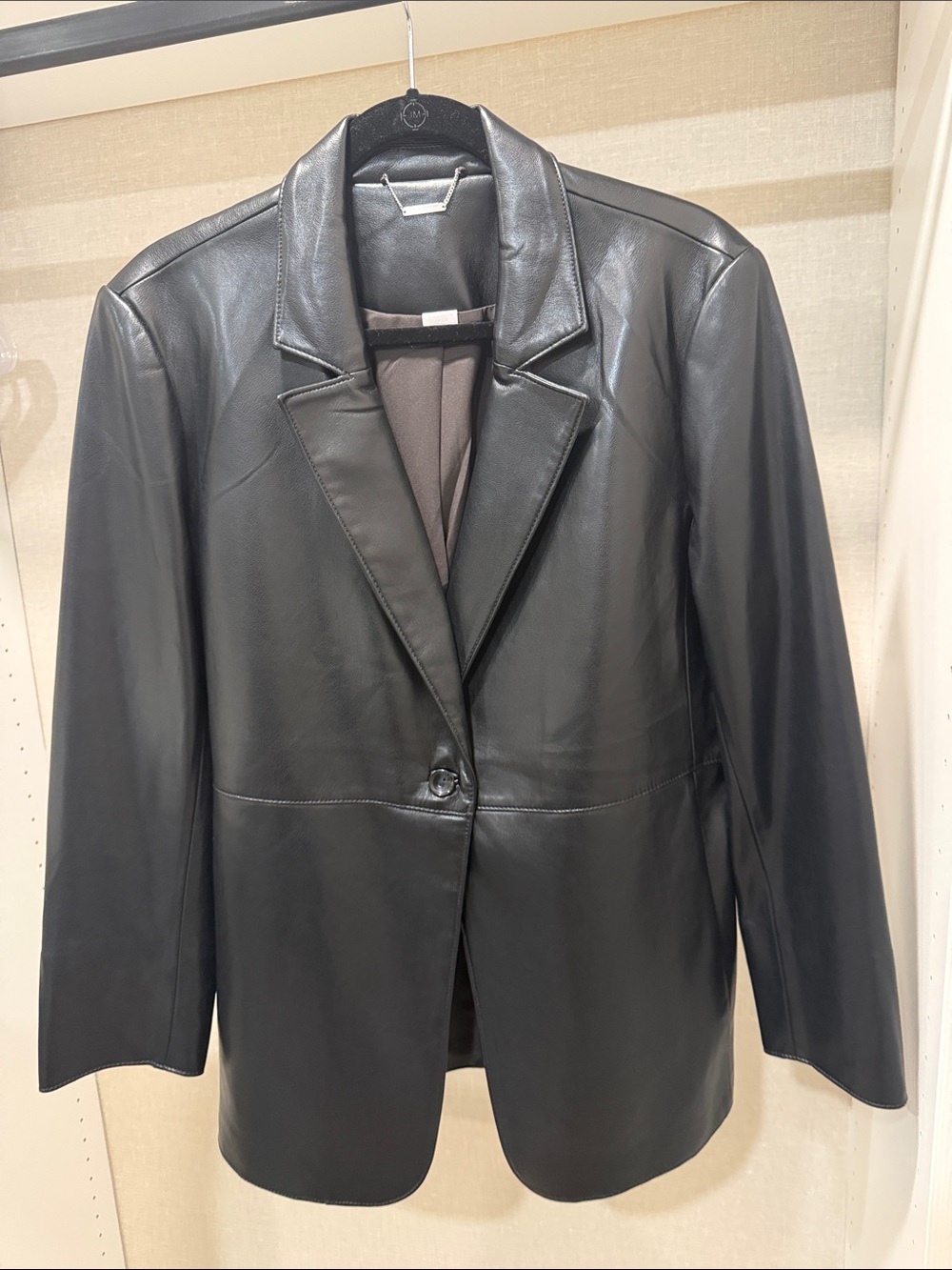 Never worn - Chico's Black Leather Single-Button Blazer Jacket